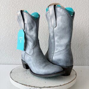 Lane PLAIN JANE Cowboy Midi Boots Washed Denim Blue Western Cowgirl Short Size 9
